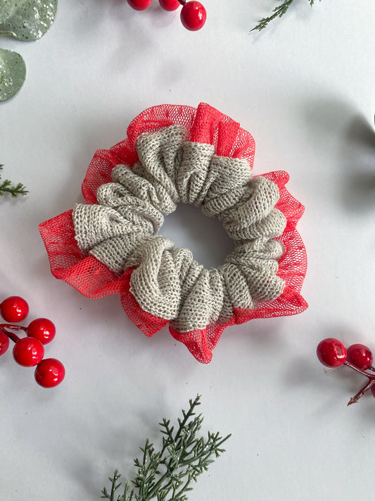 Red Gray Scrunchie